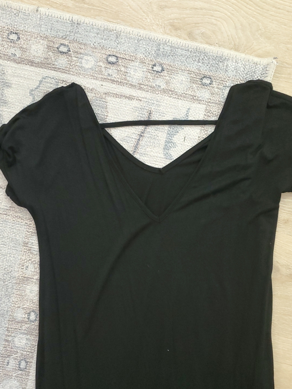 Boutique Black Long Open V Back Pocket Dress Cover-up SzS - Picture 6 of 11